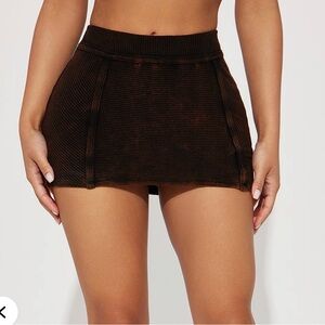 Fashion Nova Still That Girl Ribbed Micro Mini Skirt Black Size L NWT